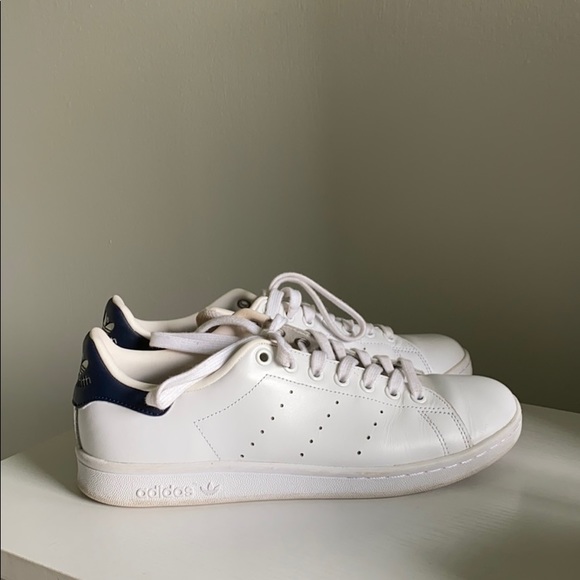 navy blue and white stan smith